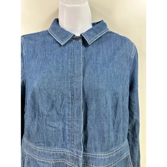 Boden Denim Shirt Dress Blue Cotton Long Sleeve Minimalist Preppy Size 8R Casual - Picture 6 of 14